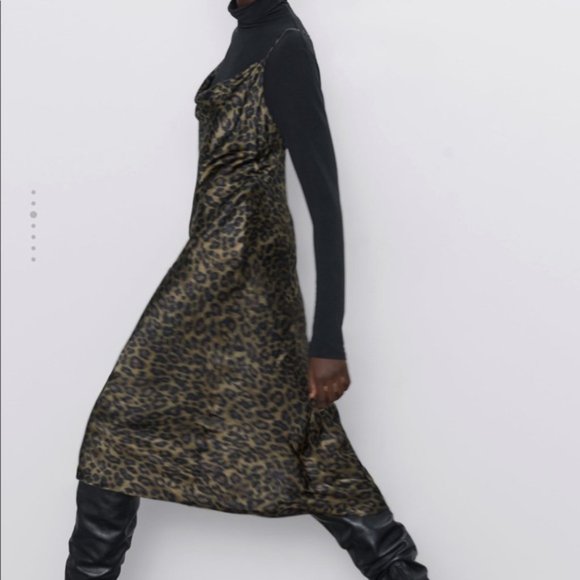 zara animal print slip dress